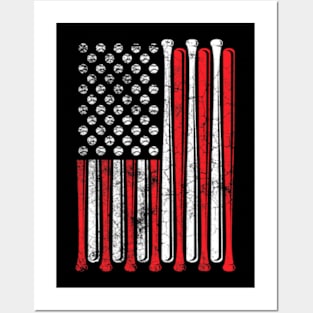 American Flag Baseball Team Lovers Posters and Art